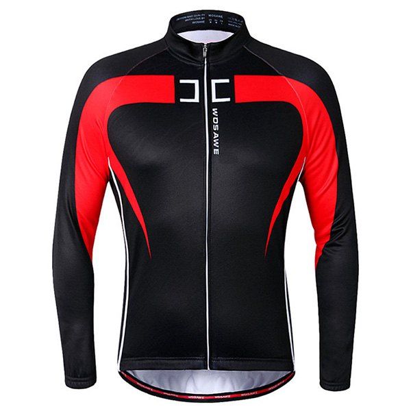 

Chic Quality Long Sleeve Thermal Fleece Cycling Jacket For Unisex, Red with black