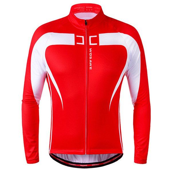 

Chic Quality Long Sleeve Thermal Fleece Cycling Jacket For Unisex, Red with white