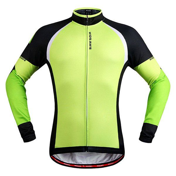 

Simple Windproof Long Sleeve Thermal Fleece Cycling Jacket For Unisex, Black and green