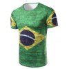 T-Shirt Men 's  Casual manches courtes brésilienne Drapeau imprimé - Vert 2XL