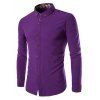 Men's Button-Down Collar Solid Color Long Sleeve Shirt - Pourpre 3XL