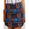 Ethnic Women's Geometric Bodycon Skirt - Bleu M