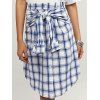 Stylish Button Front Plaid Curved Hem Women's Skirt - BLUE ONE SIZE(FIT SIZE XS TO M)