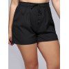 Casual Plus Size Drawstring Solid Color Women's Chiffon Shorts - Noir 4XL