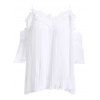 Loose-Fitting Women's Openwork Ruffles Spaghetti Strap Blouse - Blanc ONE SIZE(FIT SIZE XS TO M)