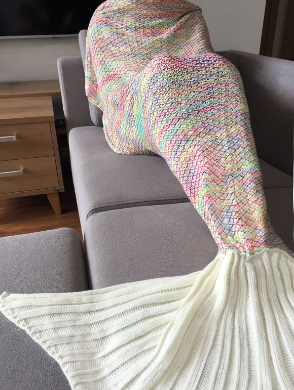 Couverture Colorée Conception Queue De Sirène Tricotage Crochet Mode Pour Adulte Haute Qualité - multicolore 