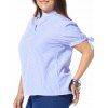 Trendy Women's Plus Size 1/2 Sleeve Striped Bowknot Design Shirt - Bleu 5XL
