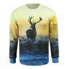 Men 's  Collar élégant Fleece ronde Elk Imprimé Sweatshirt - multicolore M