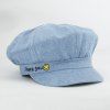 Street Fashion Lettres et Smilling Visage Broderie Sunscreen Newsboy Hat pour les femmes - Bleu clair 