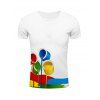 T-shirt 3D Colorful Pot de peinture Imprimer col rond manches courtes hommes élégants  's - Blanc 2XL