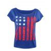 T-Shirt Femme Chic Scoop Neck American Flag Imprimer l  ' - Bleu XL