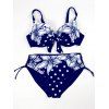 Chic Spaghetti Strap Floral Print Polka Dot femmes s 'Bikini Set - Bleu Violet L