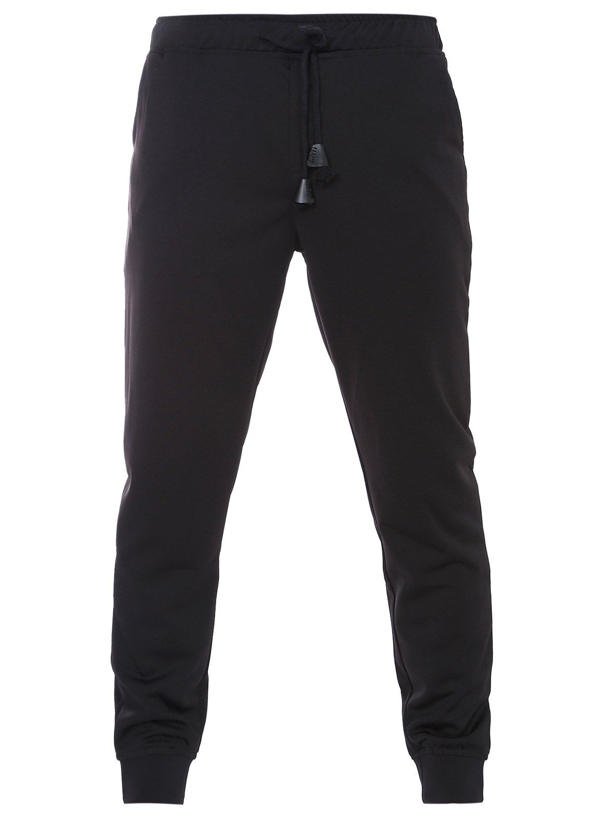 

PU-Leather Embellished Lace-Up Beam Feet Men's Pants, Black