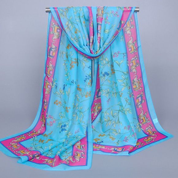 Indian style de motif Elephant Feuille Fleur Femmes en mousseline de soie Châle Wrap Scarf  's - Pers 