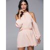 Solid Color Shoulder Hollow Out Back Slit Dress For Women - Rose S