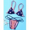 Drapeau américain Impression Spaghetti Strap Avec Bikini Costume Pour Femmes - Rouge et blanc et bleu L