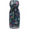 Stylish Women's Strapless Tie Tropical Print Knee-Length Dress - Vert L