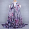 Sedate Gorgeous Peony Pattern Chinese Style Women's Voile Shawl Wrap Scarf - Gris 
