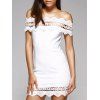 Attractive Off-The-épaule Women 's  blanc Crochet-Trim Mini-robe - Blanc XL