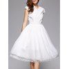 Trendy Lace Spliced V-Neck White Midi Dress For Women - Blanc XL
