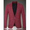 Veste Manches Longues à Revers de Couleur Unie Design Bouton Unique pour Hommes - Rouge vineux 2XL