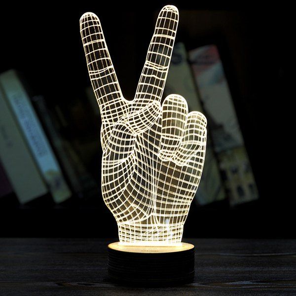 

Stylish Home Decoration Victory Gesture Shape LED Night Light, Light yellow