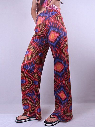 [41% OFF] 2021 Hit Color Arygle Illusion Print Wide Leg Pants In ...