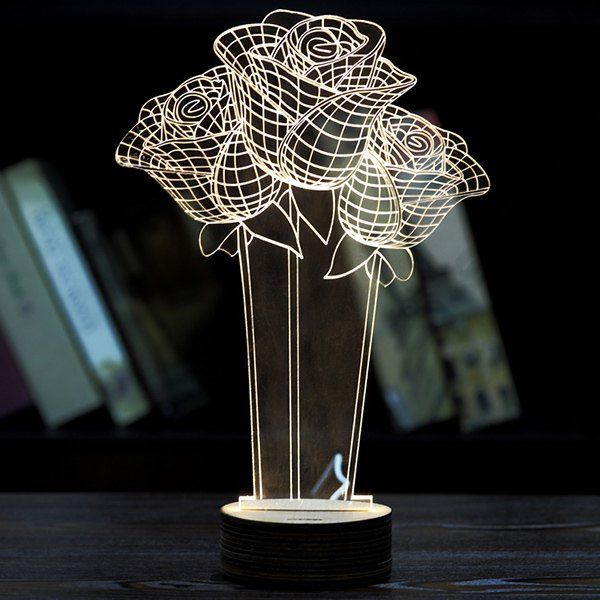 

Stylish Home Decoration Roses Shape LED Night Light, Light yellow