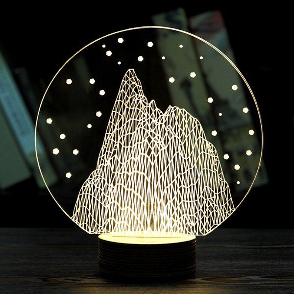 

Stylish Home Decoration Round Shape Snow Mountain LED Night Light, Light yellow