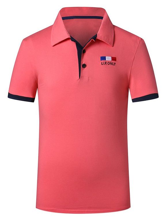 Manches courtes Trendy Collar Turn-down Purfled design Aménagée Men  's Polo T-Shirt - Pastèque Rouge L
