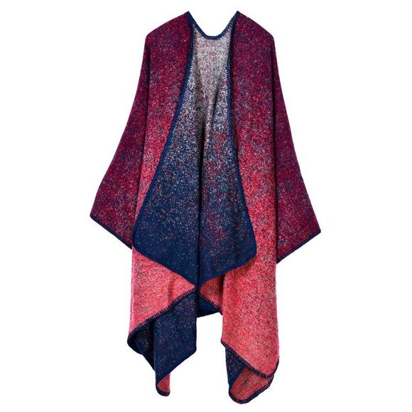 Stylish Open Front Starry Sky Pattern Oversized Shawl Wrap Blanket Women's Poncho Cape - RED ONE SIZE(FIT SIZE L TO 3XL)