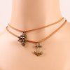 Characteristic Layer  Anchor and Skull Necklace For Women - Brun 