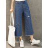 s 'Wide Leg effilochés Ankle Jeans Casual femmes - Bleu profond XL