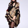 Tartan Imprimer élégant manteau d'hiver Batwing en vrac Cape femmes Poncho Cape  's - Kaki Léger ONE SIZE(FIT SIZE L TO 3XL)