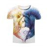 Blanc col rond 3D Lion Impression Minceur Hommes  's manches courtes T-shirt - Blanc L