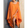 Robe Asymétrique Branchée en Couleur Unie à Manches Chauve-Souris Pour Femme - Orange S