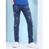 Men 's Straight Leg Jeans Trou design - Bleu profond 36