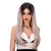 s 'Mode féminine  Long Tail Adduction Centre Parting Mixte Couleur perruque de cheveux synthétiques - Noir et Gris 
