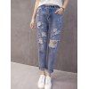 Trendy brisées trou de poche design Jeans pour les femmes - Bleu Toile de Jean S