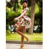 Sweetheart style rétro cou court floral manches et Mini-robe Figure Imprimé taille haute Femmes  's - multicolore XL