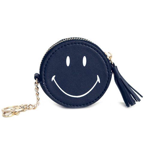 Casual Smiling Face and Tassels Design Women's Coin Purse - Noir 