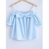 Chic Cold Shoulder Bow Tie Short Sleeves Women's Blouse - Bleu ONE SIZE(FIT SIZE XS TO M)