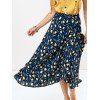 Floral Print Chiffon Skirt - Cadetblue ONE SIZE(FIT SIZE XS TO M)