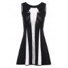 Women's Round Neck Color Block Voile Splicing Sleeveless Dress - BLACK ONE SIZE