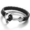 Chic Faux cuir Anchor Woven Rope Bracelet pour les hommes - Noir 