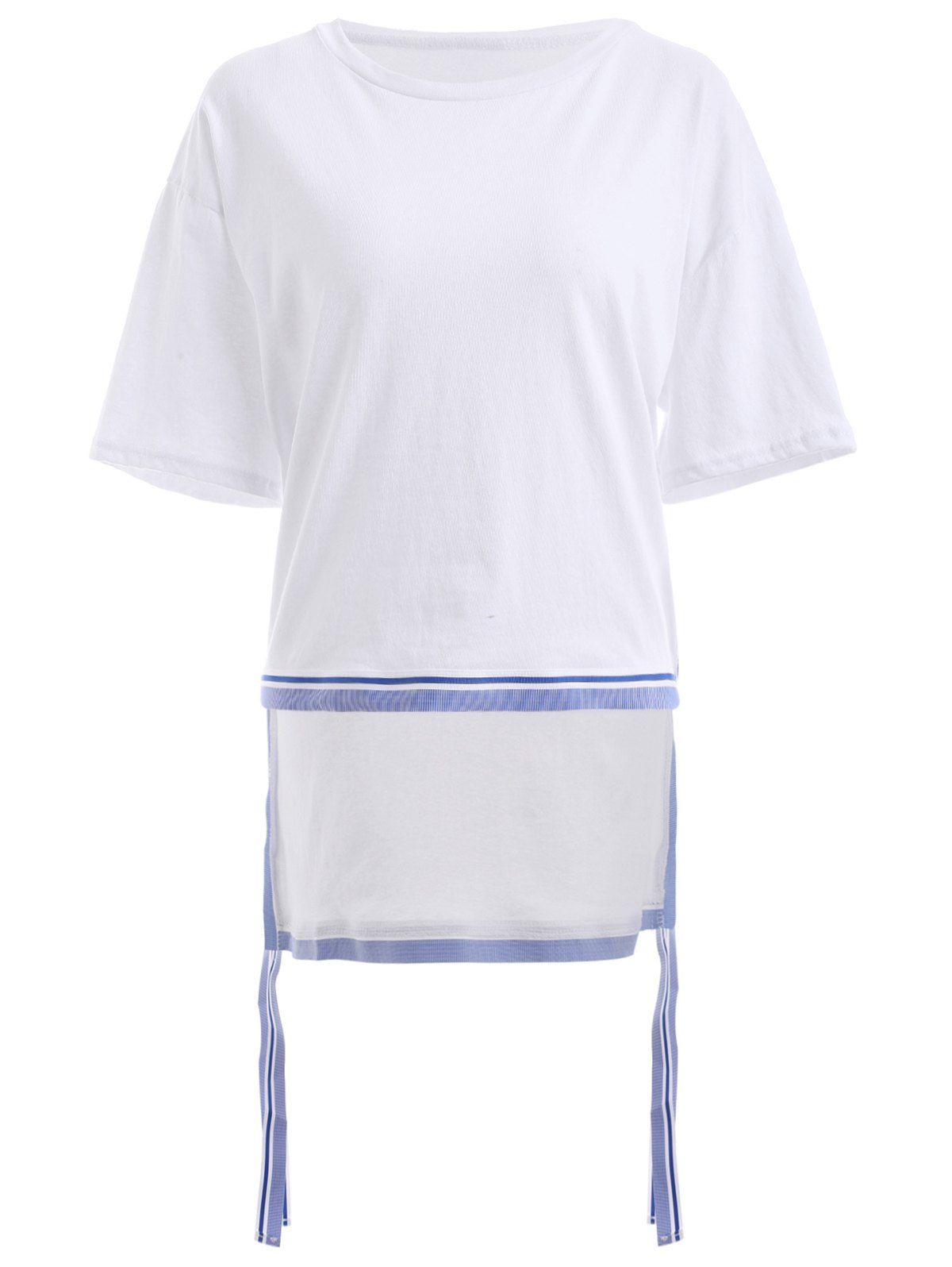 

High Low Stripe Tunic Tee, White