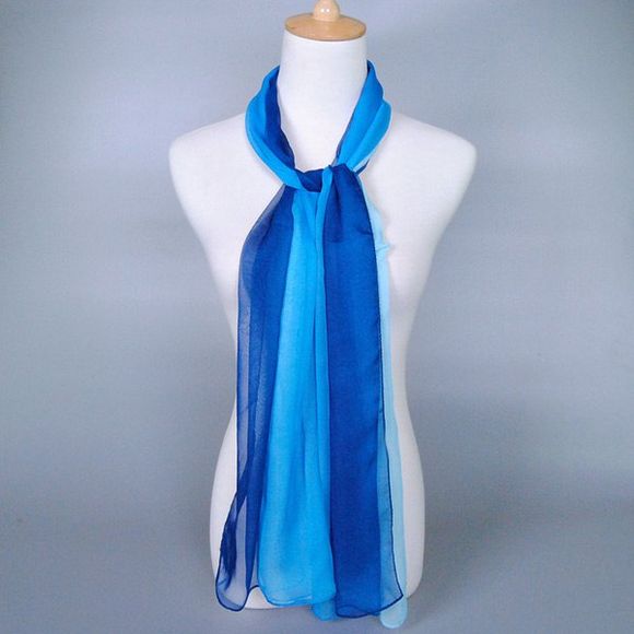 Chic Multicolor Confortable Les femmes de mousseline de soie Châle Wrap Scarf - Bleu Saphir 