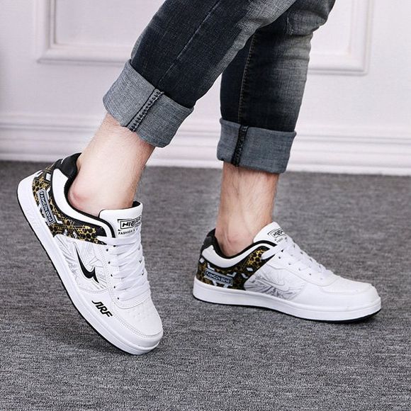 Trendy Imprimer et Chaussures à lacets design Men  's - Blanc 40