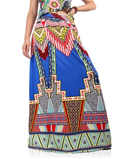 Ethnique taille haute imprimé géométrique jupe pour les femmes - multicolore S