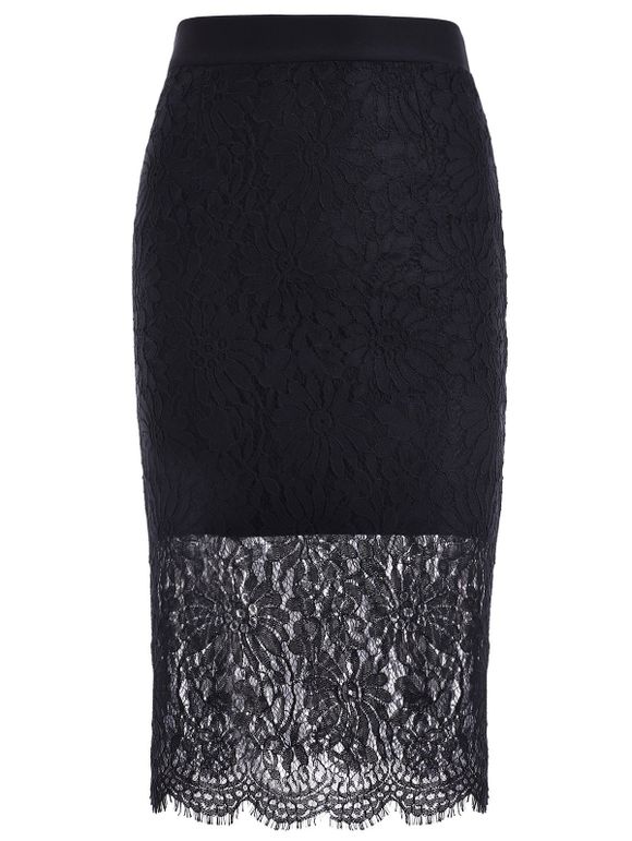 Trendy Lace Splicing évider Noir Skinny femmes s 'Jupe - Noir ONE SIZE(FIT SIZE XS TO M)